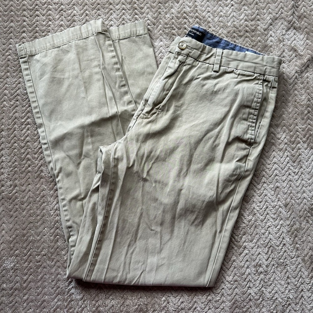 Banana Republic Emerson Men's Tan 34x34 Straight Leg Chino Pants